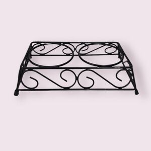 Vintage Dog Food and Water Bowl Stand in Black Metal